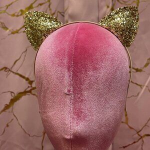 NEW Women's Gold Glitter Cat Ears Headband